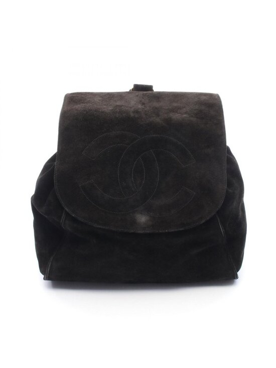 Chanel Backpack CC Logo Black Suede Leather CC Drawstring main image 8
